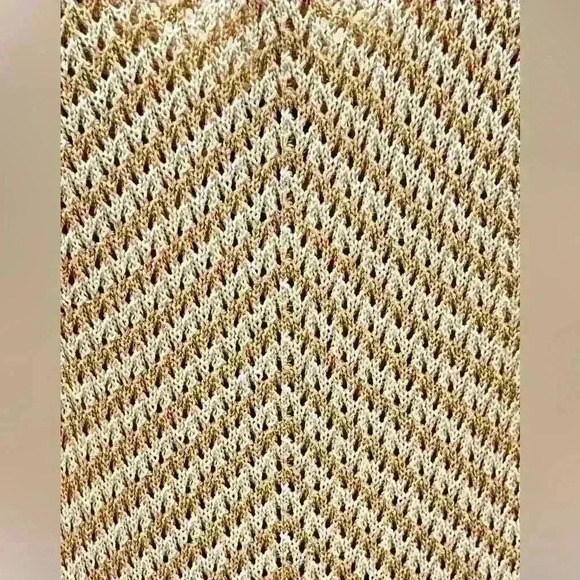 NWT House of Harlow 1960 Crochet Tan Cream Chevron Maxi Dress Size L - Picture 4 of 9
